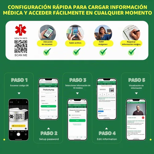 Vista 5 de Medical Bracelets for Men Women with QR Code Medical Alert ID Bracelets