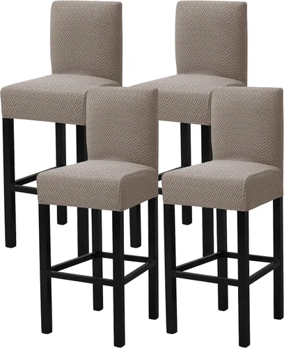 Vista 12 de Gollense Juego de 4 fundas para taburetes de bar con respaldo, fundas elásticas de jacquard para taburetes de bar, fundas de asiento lavables