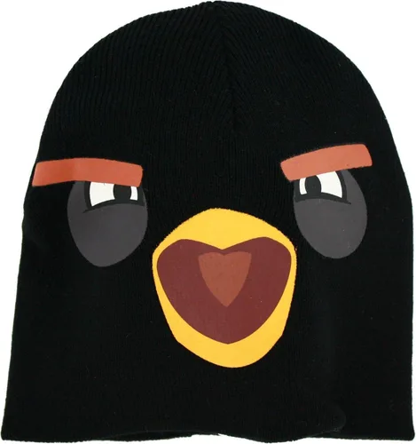 Vista 2 de Angry Birds Black Bird - Gorra de punto con cara grande, Negro