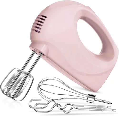Vista 9 de Batidora de mano eléctrica portátil de 5 velocidades - Mezclador de cocina con 5 accesorios de acero inoxidable, batidor y batidor de alimentos