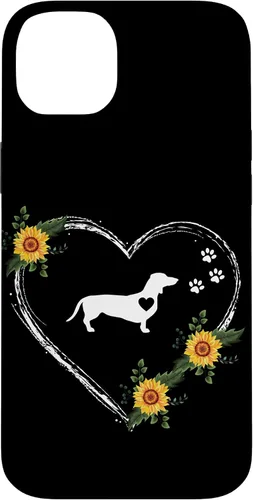 Vista 15 de Dachshund Heartbeat With Paw Prints On Black Case for iPhone 16