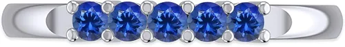 Vista 2 de GEMVIO Colección de anillo de cinco piedras, anillo de compromiso con piedras preciosas de corte redondo en oro de 14 quilates sobre plata de ley
