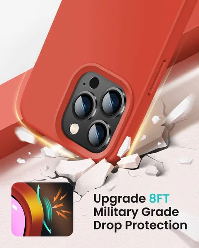 Vista 2 de Funda diseñada para iPhone 14 Pro Max, funda protectora de silicona líquida a prueba de golpes con forro de microfibra suave antiarañazos, ultra