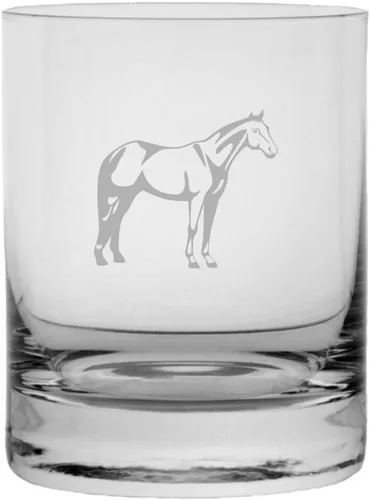 Vista 19 de Abaco Barb - Vaso de whisky con temática de caballo grabado (10.25 onzas)