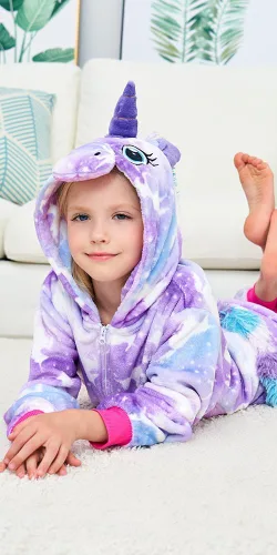 Vista 68 de Pijama de unicornio unisex para niños, enteritos para disfraz, Halloween