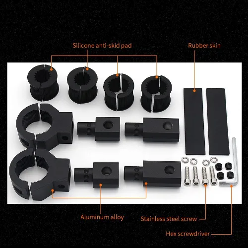 Vista 4 de Kits de Abrazaderas de Soporte de Montaje para Barra de Luces LED Mini 360 Grados 0.75" 1" 1.25" 2 Piezas Abrazadera de Tubo de Barra Vertical