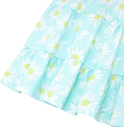 Vista 4 de Vieille Vestido de verano para niñas pequeñas, con volantes, sin mangas, casual, vestido de playa, escalonado, vestido de princesa para 2-8 años