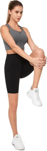Vista 7 de Yvette Sujetadores deportivos para mujer de alto impacto con cremallera frontal, brasier deportivo de alto soporte, busto grande para entrenamiento