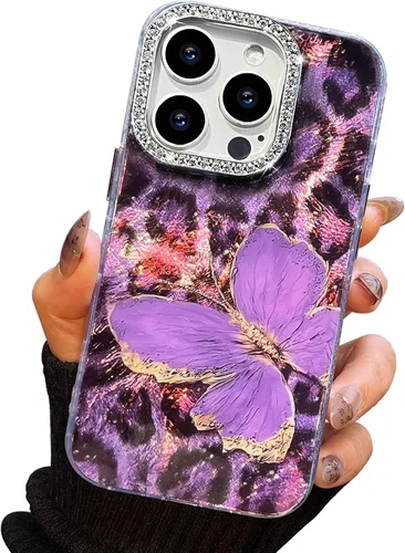 Vista 95 de I-MGAE-IN-AR Funda compacta para iPhone 11, diseño de mariposa, marco de protección de lente de cámara con diamante 3D, bonitas fundas protectoras