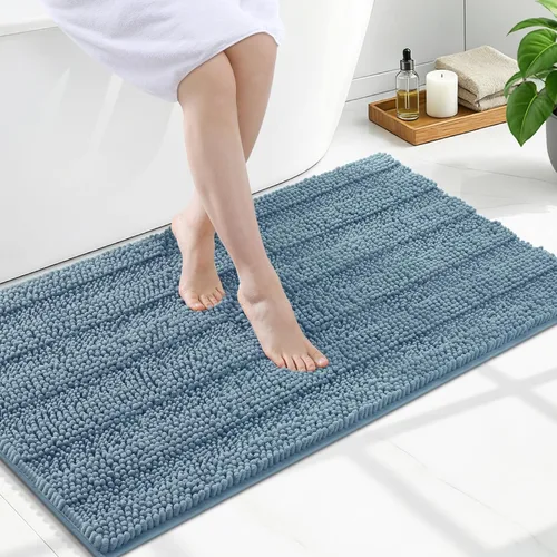 Vista 38 de Grandaily Alfombras de baño de felpilla a rayas de 24 x 16 pulgadas, extra gruesas y suaves, absorbentes, parte trasera de goma, alfombra de ducha