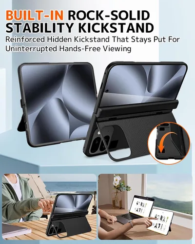 Vista 3 de NINKI Funda plegable para Google Pixel 10 Pro con soporte plegable y cubierta de bisagra, protector de pantalla integrado con soporte oculto