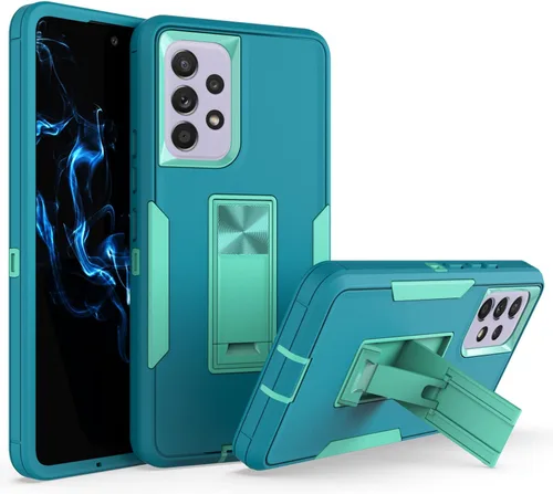Vista 10 de Funda para Galaxy A32 5G, Galaxy A32 5G, TPU de grado militar + PC [soporte incorporado] Funda de diseño de doble capa, funda magnética de Negro