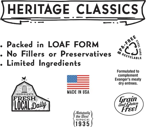 Vista 8 de Evanger's Heritage Classics Beef It Up - Cena para gatos, 24 unidades, 5.5 onzas cada uno, carne fresca de mercado, sin granos, ingredientes