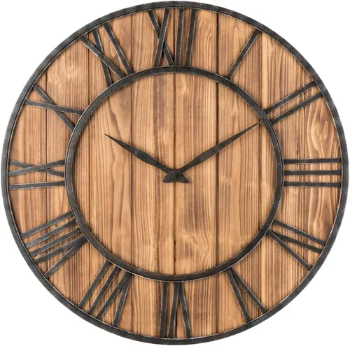 Vista 11 de Oldtown Farmhouse - Reloj de pared silencioso (de metal y madera maciza)