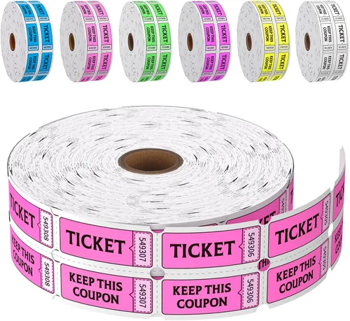 Vista 10 de Boletos para rifas de doble rollo 8000 boletos 50/50 para eventos, entrada, premio de clase, recaudación de fondos y premios