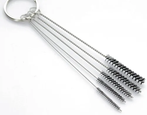 Vista 2 de Juego de cepillos de limpieza de tubos de 10 pulgadas, paquete de 5 cepillos pequeños de nailon extra largos con asas flexibles para botellas Negro