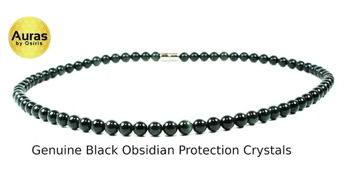 Vista 8 de Collar de cristal de obsidiana negra hecho a mano, collar de cuentas de piedras preciosas naturales auténticas, curación, protección, talismán mala