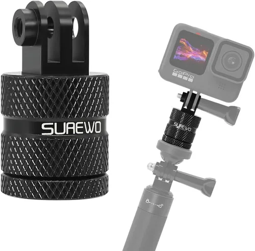 Vista 8 de Soporte de cámara de aluminio con rotación de 360 grados, montaje de adaptador ajustable de tornillo de 1/4, compatible con GoPro Hero