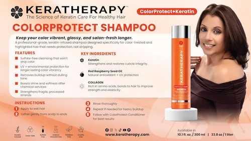 Vista 4 de KERATHERAPY Champú protector de color con infusión de queratina, 10.1 onzas líquidas, 10.1 fl oz – Champú protector de color sin gluten para cabello