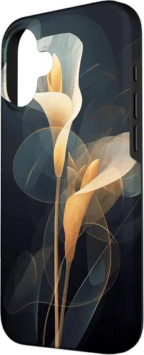 Vista 2 de Elegant Minimalist Calla Lily Abstract Dots Lines Background Case for iPhone 16