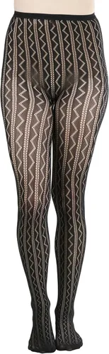 Vista 12 de ToBeInStyle Mallas de rayas opacas transparentes a rayas para mujer Lado de ganchillo - Negro