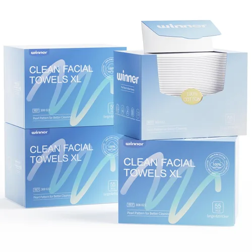 Vista 12 de Toallas faciales Winner, toallitas faciales XL 100% a base biológica USDA, toalla facial desechable para piel sensible, toallitas secas ultrasuaves