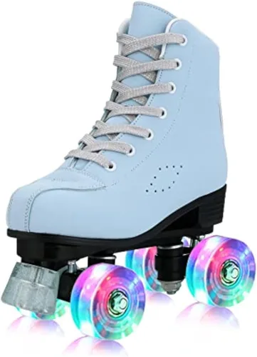 Vista 11 de YYW - Patines de cuero PU de alta calidad para mujeres y hombres, tipo botín, clásicos de doble fila, para interiores y exteriores, con bolsa
