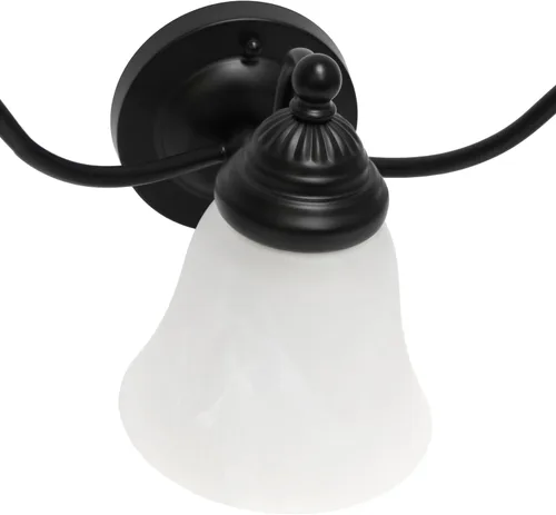 Vista 7 de Simple Designs VT1023-BLK 19.25 pulgadas clásicas 3 luces de metal y mármol esmerilado blanco con forma de campana de vidrio con forma de campana