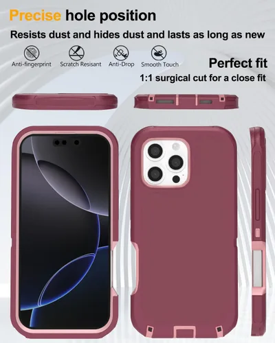 Vista 5 de Tall silver Funda para iPhone 16 Pro Max con [2 protectores de pantalla + 2 protectores de lente de cámara], 3 en 1, protección resistente de grado