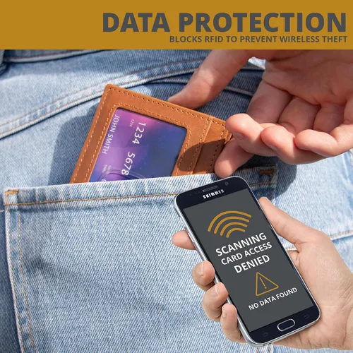 Vista 5 de Garzini Magic Wallet con ventana de identificación, cartera minimalista con tarjetero RFID, cartera de piel para 8 tarjetas