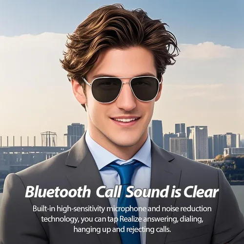Vista 3 de Xmenha Lentes de sol inteligentes con Bluetooth para hombres y mujeres con altavoces, inalámbricos con audio Bluetooth