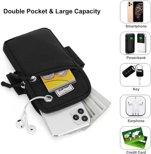 Vista 4 de Funda para brazaletes para teléfono celular para mujer, compatible con teléfono celular de 6.28 pulgadas, pantalla completa, color negro