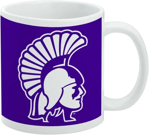 Vista 201 de Taza de cerámica con el logotipo principal de la Universidad Rider, taza de regalo novedosa para café, té y bebidas calientes, 11oz, blanca