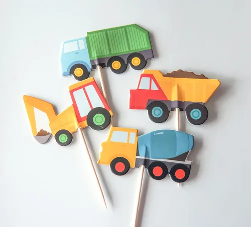 Vista 2 de 24 Camiones Cupcake Toppers (Camiones de Construcción)