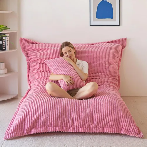 Vista 10 de MAXYOYO Puf gigante con almohada, silla convertible 3 en 1 Gris ceniza