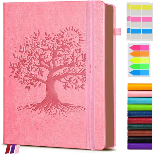 Vista 38 de Diario vintage de cuero con 300 páginas numeradas, diario rayado A4 para hombres y mujeres, diarios para escribir, cuaderno de rayas universitarias