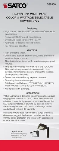 Vista 10 de Satco 40W/LED/WP/CCT/EX39/100-277V Blanco