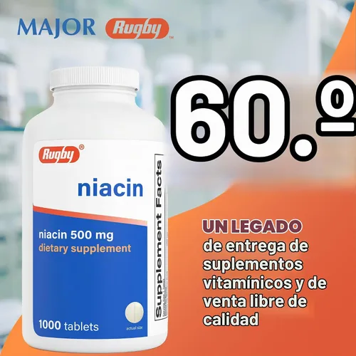 Vista 2 de Niacina 500 mg 1000 comprimidos.