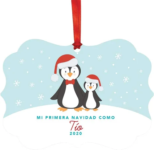 Vista 32 de Andaz Press Adorno de recuerdo de Navidad con marco de fantasía de familia española, Nuestra Primera Navidad Como UNA Familia De Tres 2024, Familia