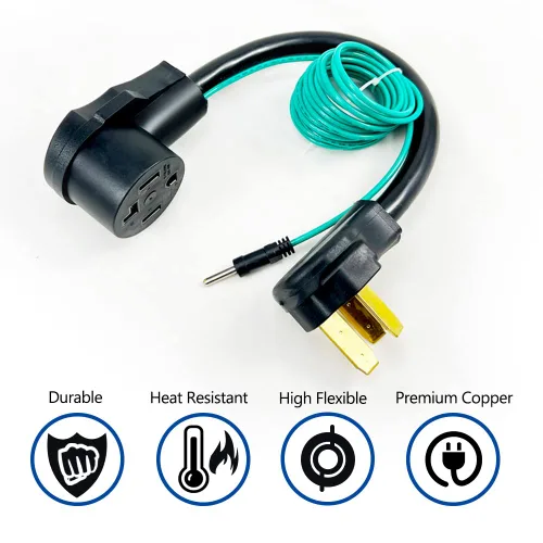Vista 4 de NEMA 10-50P macho a secadora 14-30R hembra con cable de tierra, 30A, 125V/250V, 18.9 pulgadas