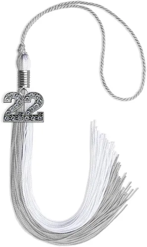 Vista 98 de Endea Graduation Borla de doble color con dije de plata brillante (negro/oro antiguo, 2025)