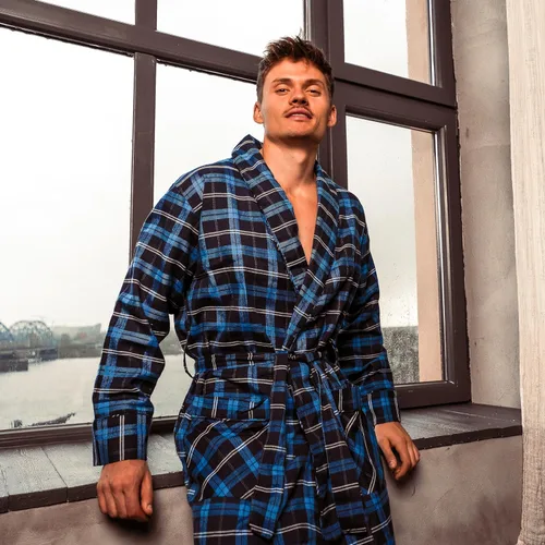 Vista 10 de NORTY Bata de baño suave de algodón cepillado para hombre, bata con cuello de chal, perfecta para baño, spa, dormitorio y más