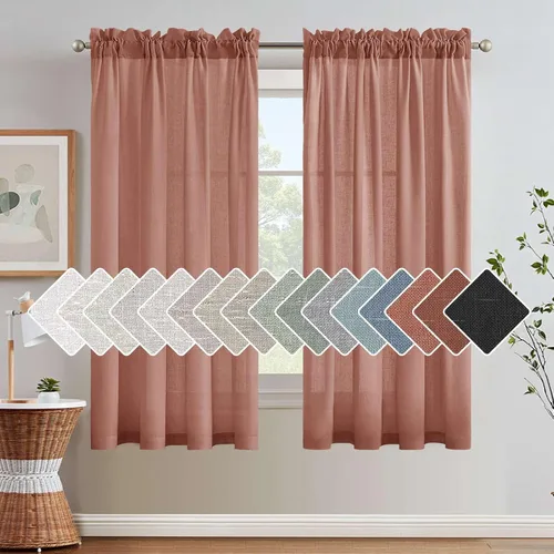 Vista 41 de H.VERSAILTEX Cortinas texturizadas de lino con filtro de luz para sala de estar, tratamiento de ventanas, cortinas naturales y duraderas