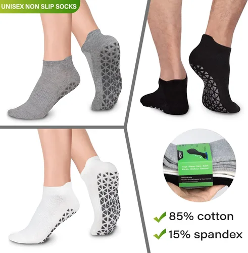 Vista 5 de Calcetines de yoga antideslizantes con agarres para pilates, ballet, barras, descalzos, calcetines antideslizantes para hospitales para mujeres