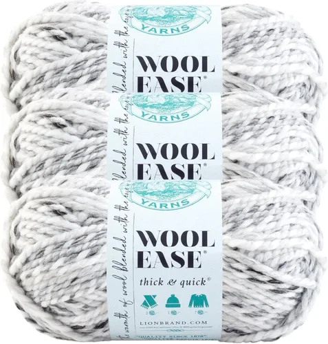 Vista 26 de Lion Brand Yarn - Ovillo de lana Wool-Ease Thick & Quick color fuerza aérea Super Bulky Wool Acrylic Blend Fiber for Soft Hats, Sweaters, Chunky
