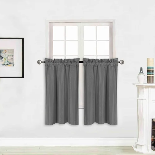 Vista 20 de Better Home Style - Cortina aislante para ventana, 2 paneles, 100% opaca, paneles cortos para cocina, baño o cualquier ventana pequeña