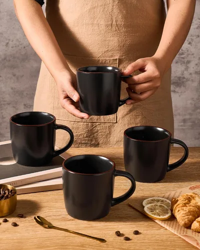 Vista 3 de famiware Mercury - Tazas de café de 13 onzas, juego de 4 tazas de café con asa, tazas para café con leche, té caliente, capuchino, moca, cacao, negro