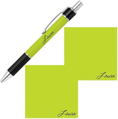 Vista 11 de Juego de notas adhesivas con nombre personalizado y bolígrafo, blocs de notas de papel de papelería personalizados, suministros de fiesta escolar