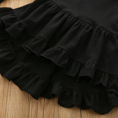 Vista 2 de Conjunto de 2 piezas para niñas y bebés, con estampado de cuello redondo, de algodón, de manga larga, pantalones largos