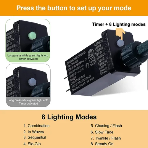Vista 4 de RECESKY Guirnalda de 70 luces LED de murciélagos – Cadena de luces moradas de Halloween de 22.6 pies con temporizador automático, extensible, 8
